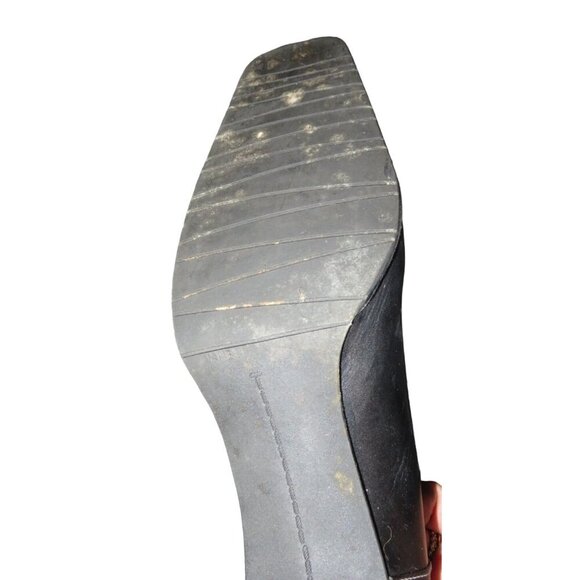 Vaneli Gelise Black Italian Calf Leather Square Toe Bow Embellished Loafer sz 8 - Picture 11 of 14